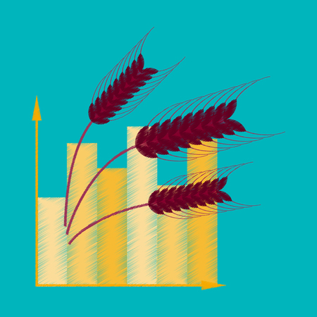 flat shading style icon Wheat infographics bakehouseのイラスト素材