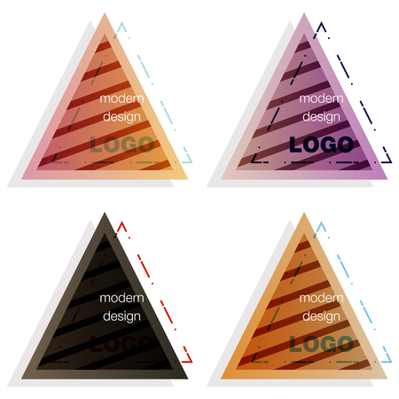 Set Vector illustration. Abstract colorful triangle. Dynamic splash liquid shape. Background for poster, cover, banner, placard. Logo designの写真素材