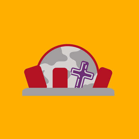 flat icon on stylish background halloween cemetery Full Moonのイラスト素材