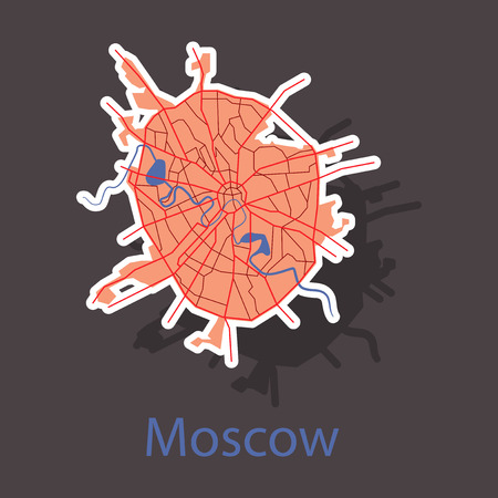 Sticker color map of Moscow. All objects are located on separate layers.のイラスト素材