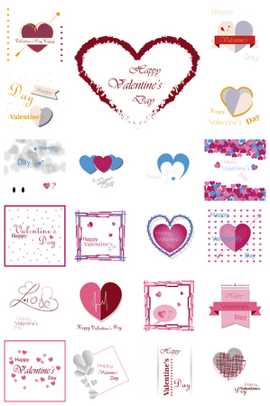 Happy Valentines Day Card. Set Of Calligraphic Quotes. Typographic Background. Hand Lettering Text Isolated On Background. Good For Greeting Cards, Print Design. Vector Illustrationのイラスト素材