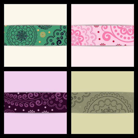 Set of sketched flower print in bright colors - backgroundのイラスト素材