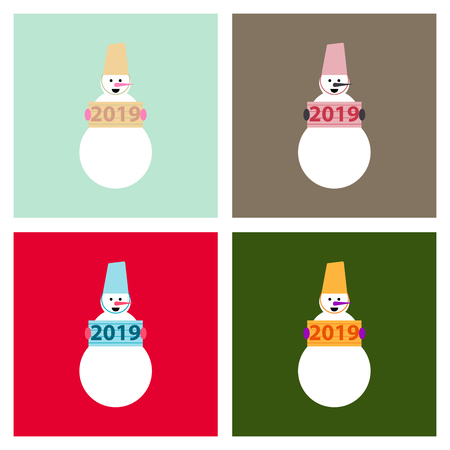 Christmas snowman isolated on background. Vector illustrationのイラスト素材