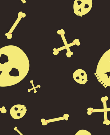 Halloween festive pattern. Endless background with pumpkins, skulls, bats, spiders, ghosts, bones, candies, spider webの写真素材