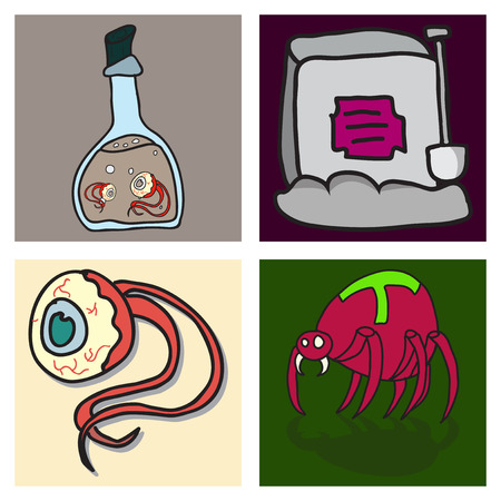 Happy Halloween design elements. Halloween design elements, logos, badges, labels, icons and objects.のイラスト素材