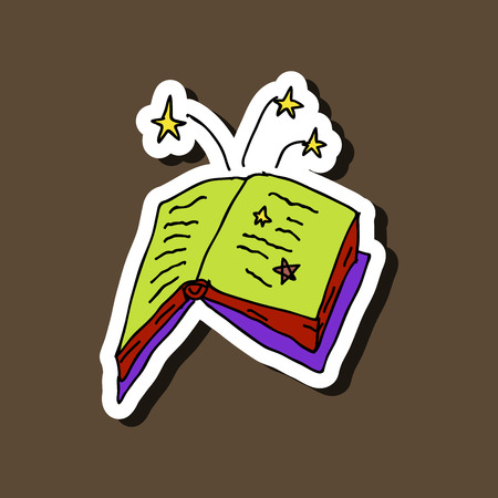 Ancient magic book with alchemy recipes and mystic spells and enchantmentsのイラスト素材