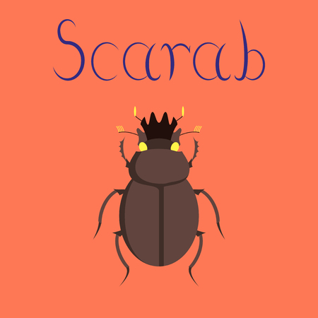 flat illustration on stylish background bug scarabのイラスト素材