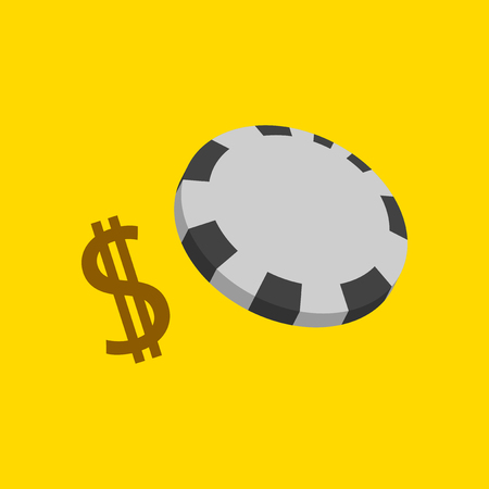 Poker Chips flat. Plastic Poker Chips Sign Isolated On Background. Jackpot, Success Illustration.のイラスト素材