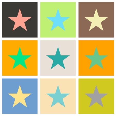 Set of Star flat icon, flat rank, favorite web symbol.のイラスト素材