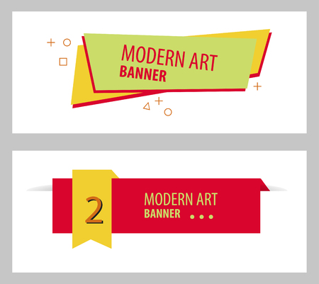 Set of Flat linear promotion ribbon banner, scroll, price tag, sticker, badge, poster. Vector illustrationのイラスト素材