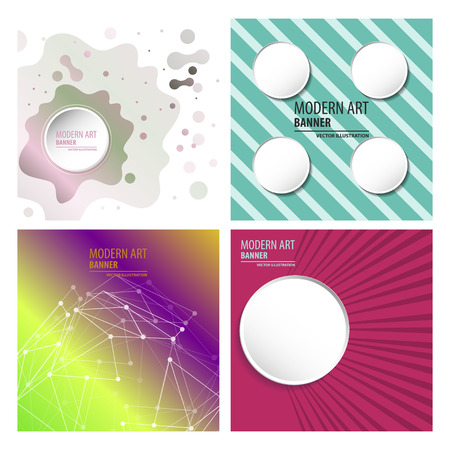 Set of modern art abstract banner. Vector square frame for text with blue paintbrush lines.のイラスト素材