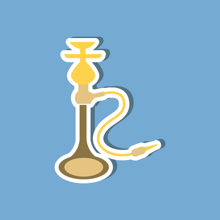 paper sticker on stylish background of smoke hookahのイラスト素材
