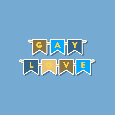 paper sticker on stylish background of gays love garlandのイラスト素材
