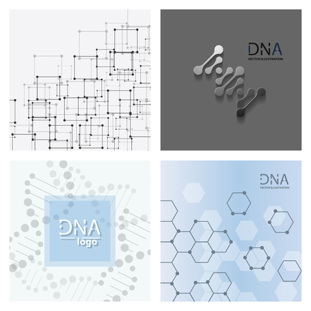 Set of abstract DNA strand symbol. Isolated on white background. Vector illustrationのイラスト素材
