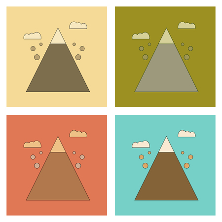 assembly of flat icons Mountain stones fallのイラスト素材