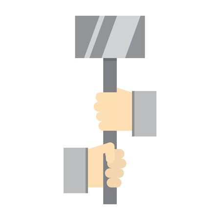 working symbol hand with hammer old background - vector illustrationのイラスト素材