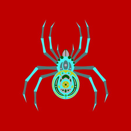 flat illustration on stylish background of halloween spiderのイラスト素材