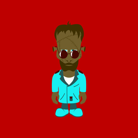 flat illustration on stylish background of zombie menのイラスト素材