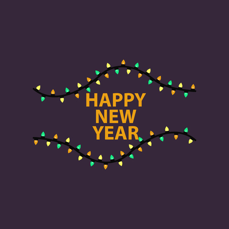 Christmas banner, Xmas sparkling lights garland with gifts and golden tinsel. Christmas posters, cards, headers website.のイラスト素材