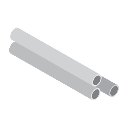 Steel or Aluminum pipes of different diameters isolated on color background. Glossy 3d Steel Tubes design. Industrial Vector illustration.のイラスト素材
