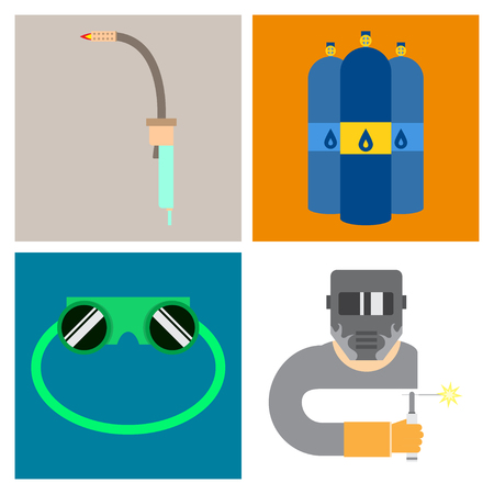 Set of production equipment in flat style for weldersのイラスト素材