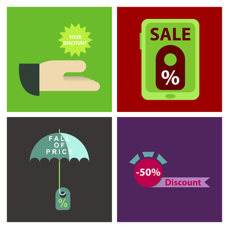 Set of big sale banner. Ribbon. Vector Illustrationのイラスト素材