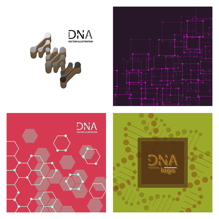 Set of abstract DNA strand symbol. Isolated on white background. Vector illustrationのイラスト素材