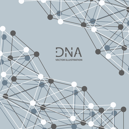 Scientific vector illustration genetic engineering and biotechnology concept. DNA helix, DNA strand, molecule or atom, neurons. Abstract gene manipulation or medical backgroundのイラスト素材