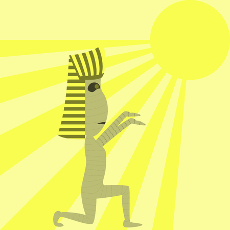 flat illustration on stylish background of mummy halloween monsterのイラスト素材