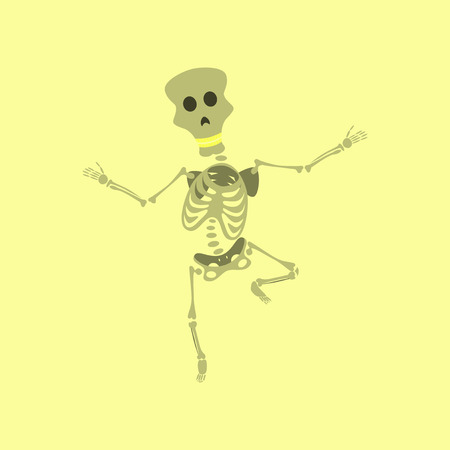 flat illustration on stylish background of skeleton Halloween monsterのイラスト素材