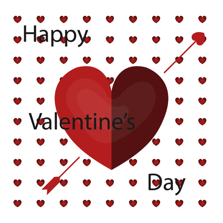 Happy valentines day typography vector design with paper cut red heart shape hot air balloons flying in white background. Vector illustration.のイラスト素材