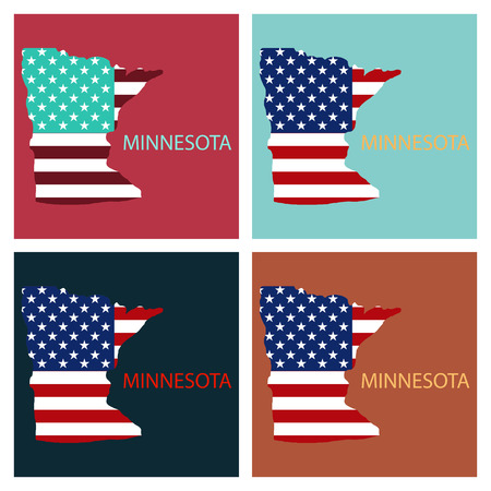 Minnesota state of America with map. Flag print on map of USA for geographic themes. Map of Minnesota state.のイラスト素材