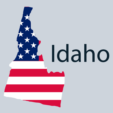 Idaho state of America with map. Flag print on map of USA for geographic themes. Map of Idaho state.のイラスト素材