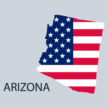 Arizona state of America with map. Flag print on map of USA for geographic themes. Map of Arizona state.のイラスト素材