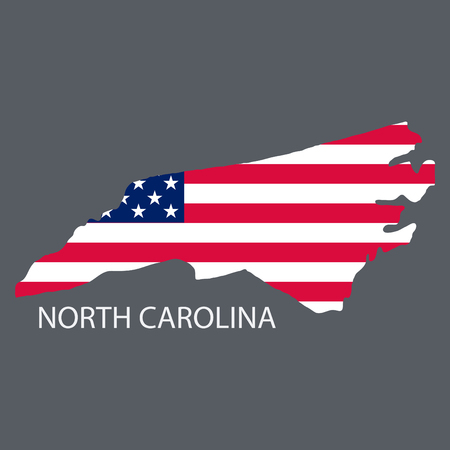 North Corolina state of America with map. Flag print on map of USA for geographic themes. Map of North Corolina state.のイラスト素材