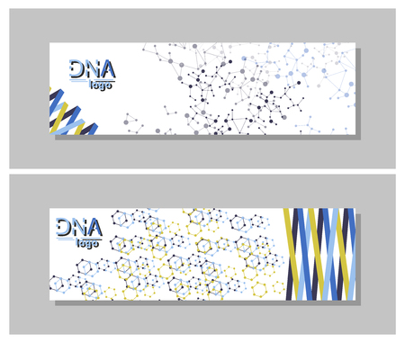 Set of Minimalist medicine design of landing page template with dna colorful background. Vector illustration eps 10.のイラスト素材