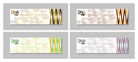 Set of Minimalist medicine design of landing page template with dna colorful background. Vector illustration eps 10.のイラスト素材