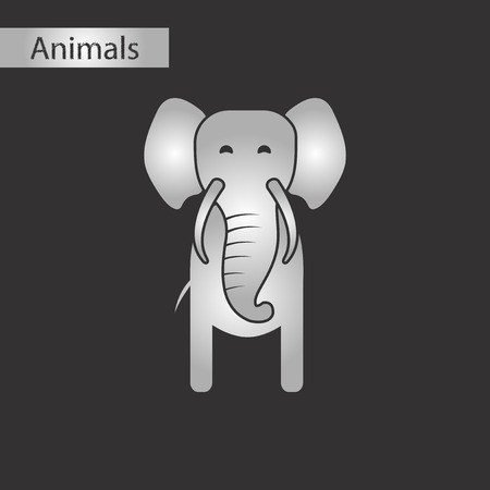 black and white style icon of elephantのイラスト素材