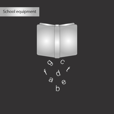 black and white style icon alphabet bookのイラスト素材