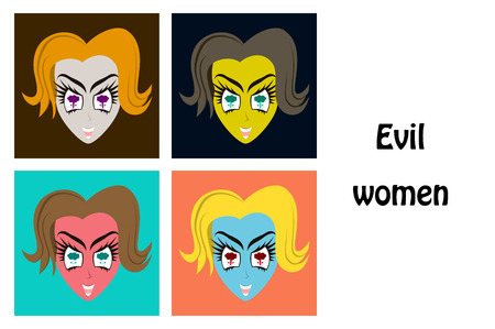 assembly of flat icons on theme evil womenのイラスト素材