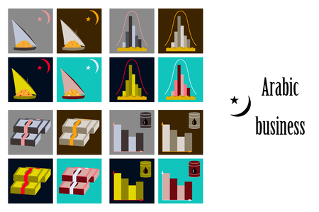 assembly of flat icons on theme Arabic businessのイラスト素材