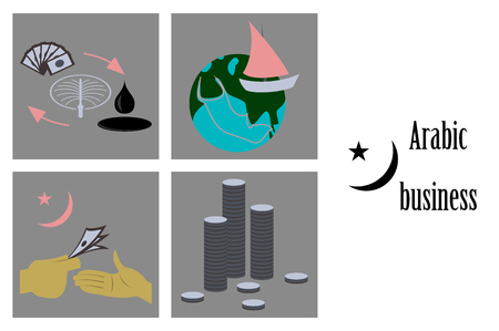 assembly of flat icons on theme Arabic businessのイラスト素材