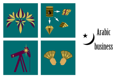 assembly of flat icons on theme Arabic businessのイラスト素材