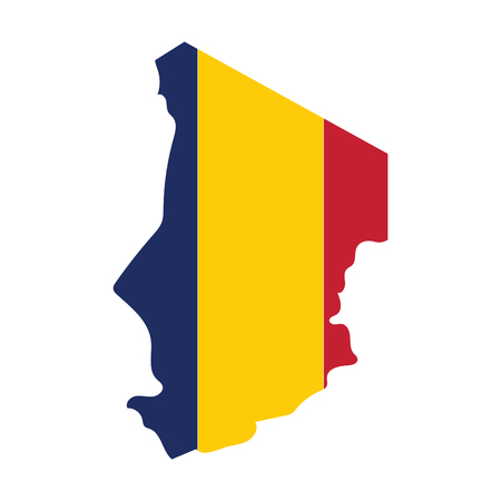 detailed illustration of a map of Chad with flag, eps10 vectorのイラスト素材