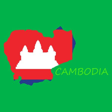 Cambodia map and flag in white backgroundのイラスト素材