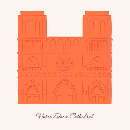 The famous Cathedral of Notre Dame de Paris, France. French landmark. The Catholic Church in the center of Paris, a masterpiece of Gothic architectureのイラスト素材