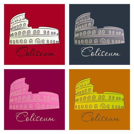 Colosseum in Italy icon in cartoon style isolated on white background. Countries symbol stock vector illustration.のイラスト素材