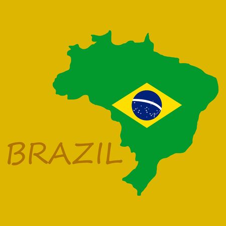Map of Brasil icon. Flat illustration of vector icon for web on yellow backgroundのイラスト素材