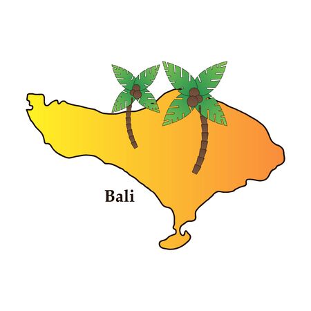 Bali, Indonesia Map with Travel and Attraction, Landmarks, Tourism and Traditional Cultureのイラスト素材