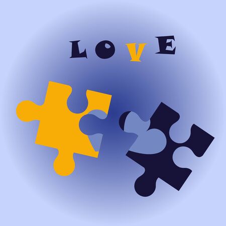 Cheerfully colorful heart shaped puzzle vector graphic template illustration isolated on white backgroundのイラスト素材